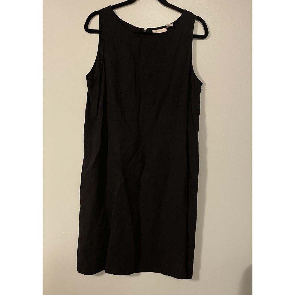 J. Jill Womens Size 16T Sleeveless Linen Tencel Blend Dress Black Classic Comfy
